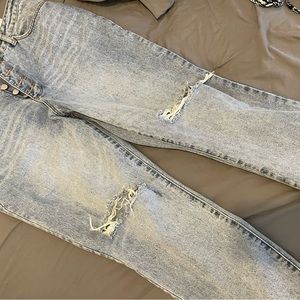 Distressed High Rise No stretch Denim Jeans - Shoedazzle